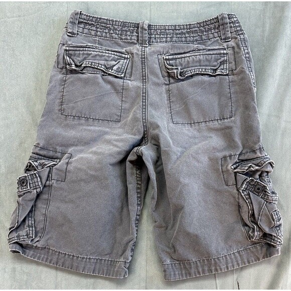 Aeropostale Cargo Shorts Mens 28 x 11 Gray Flat Front Denim Pockets Loose - Picture 2 of 11